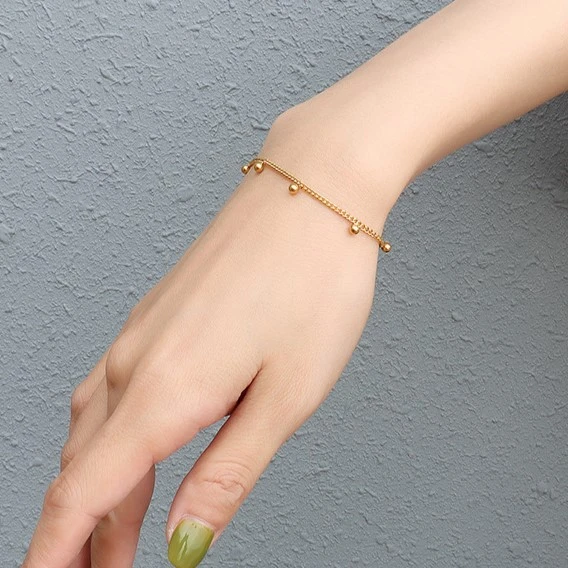 Cute PVD Plated Solid 7 Beads Bracelet Stainless Steel