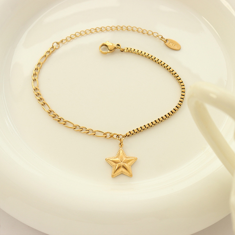 PVD Coated Simple Splice Chain with Star Pendant Stainless Steel