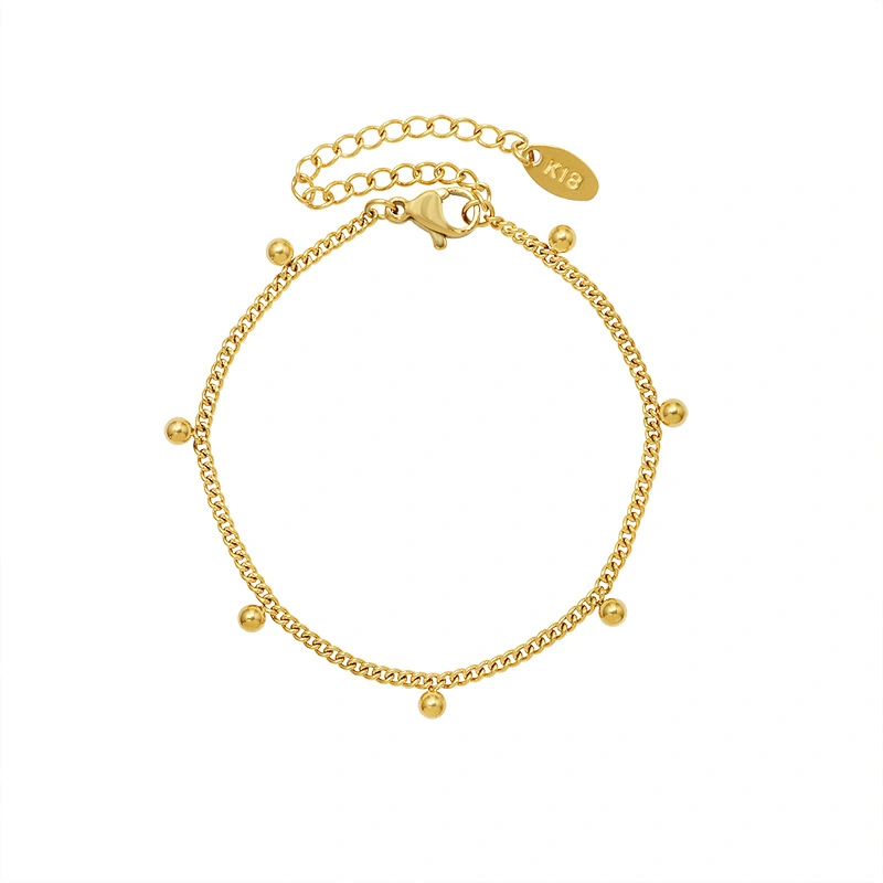 Cute PVD Plated Solid 7 Beads Bracelet Stainless Steel