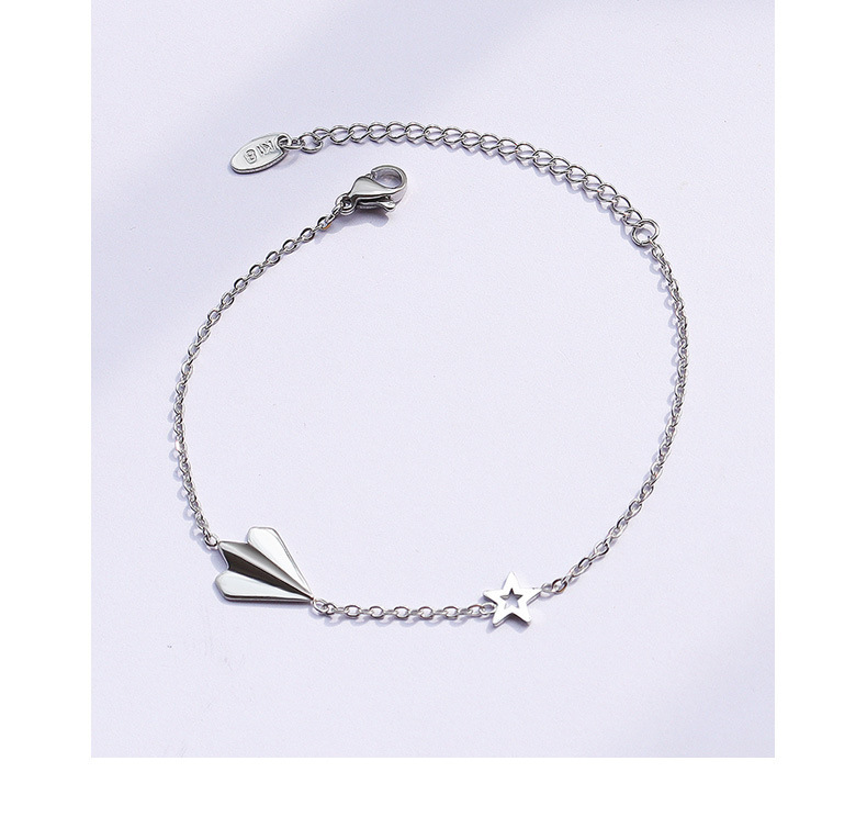 INS Style Stainless Steel Airplane & Star BraceletColour in Gold or Silver