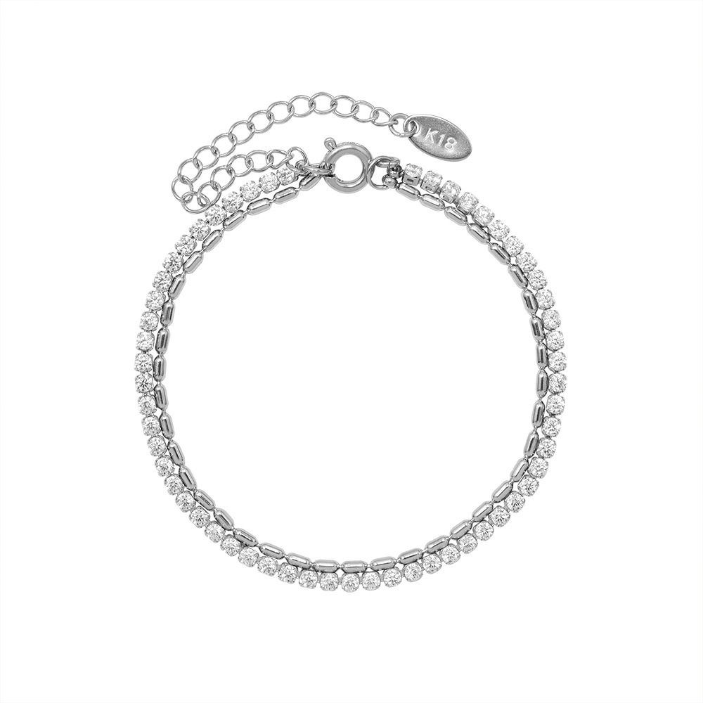 Niche Zirconia Double Layer Bracelet Stainless Steel Vacuum Plated