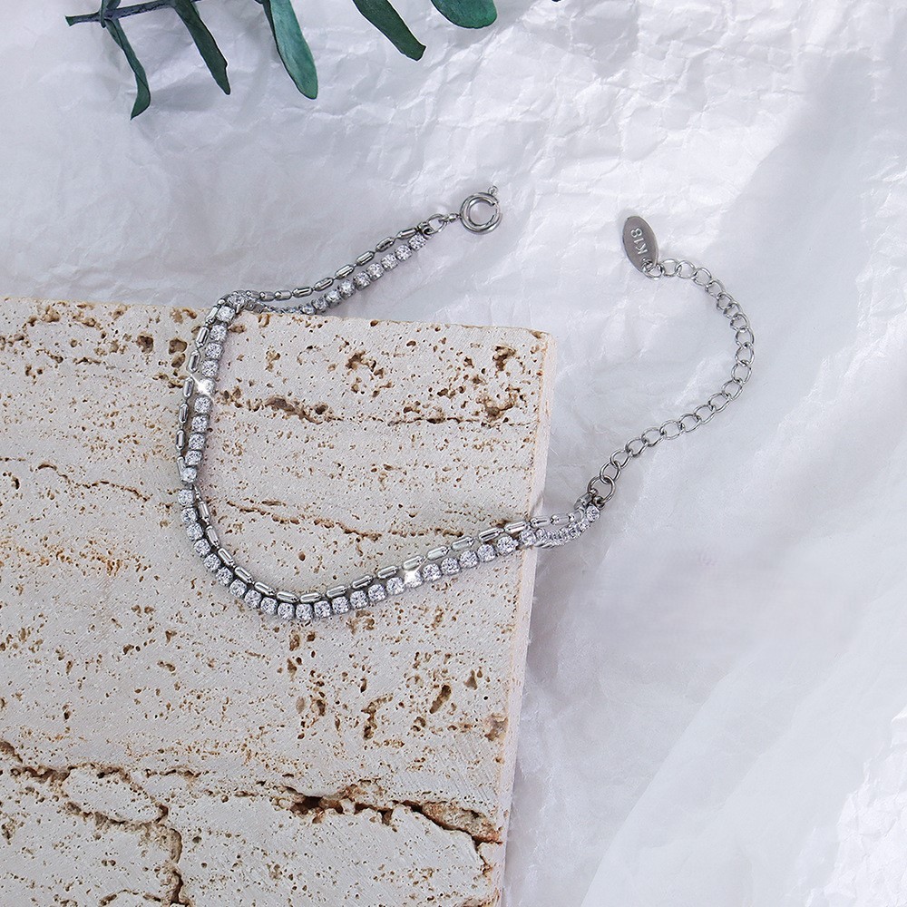 Niche Zirconia Double Layer Bracelet Stainless Steel Vacuum Plated