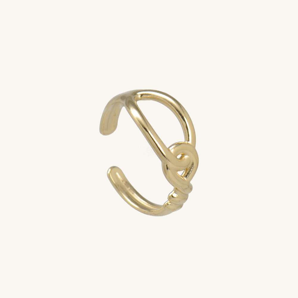 Exquisite 14K Gold Plated Stainless Steel Knot Open Ring