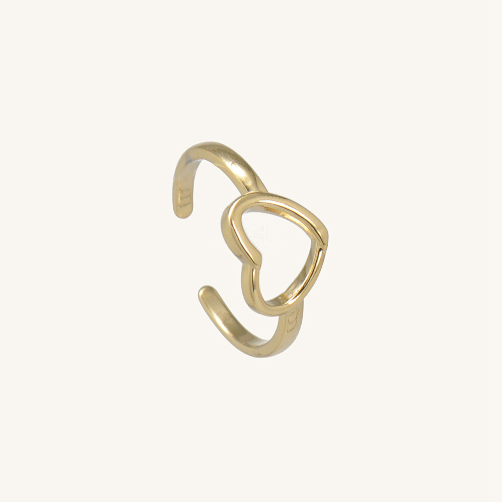 PVD Coated Stainless Steel Gold Plated Heart Open Ring