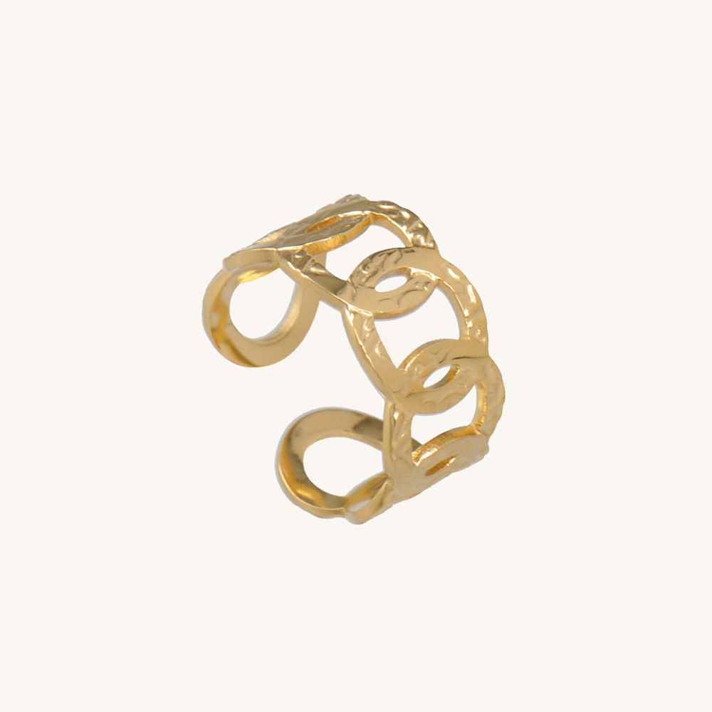 Interlocking Opening Ring 316L Stainless Steel Gold Plated