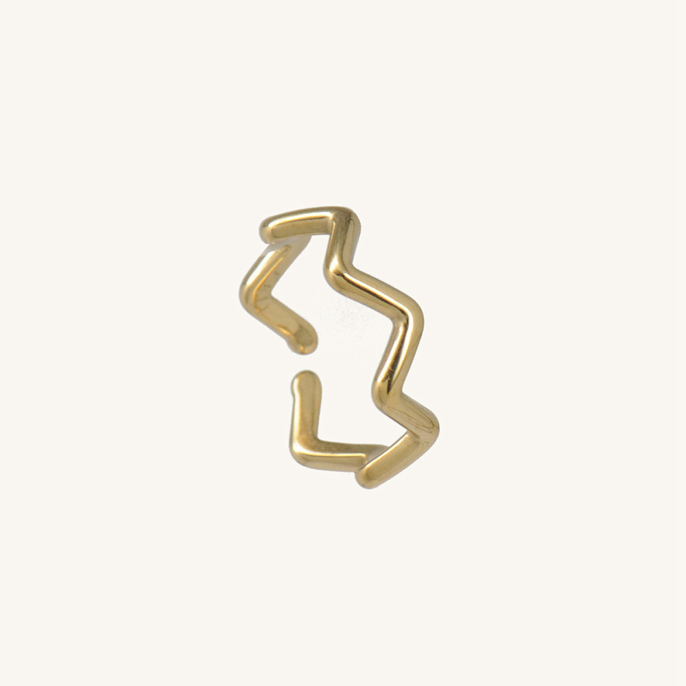 Minimalist PVD Coated Wave Opening Ring Stainless Steel Gold Plated