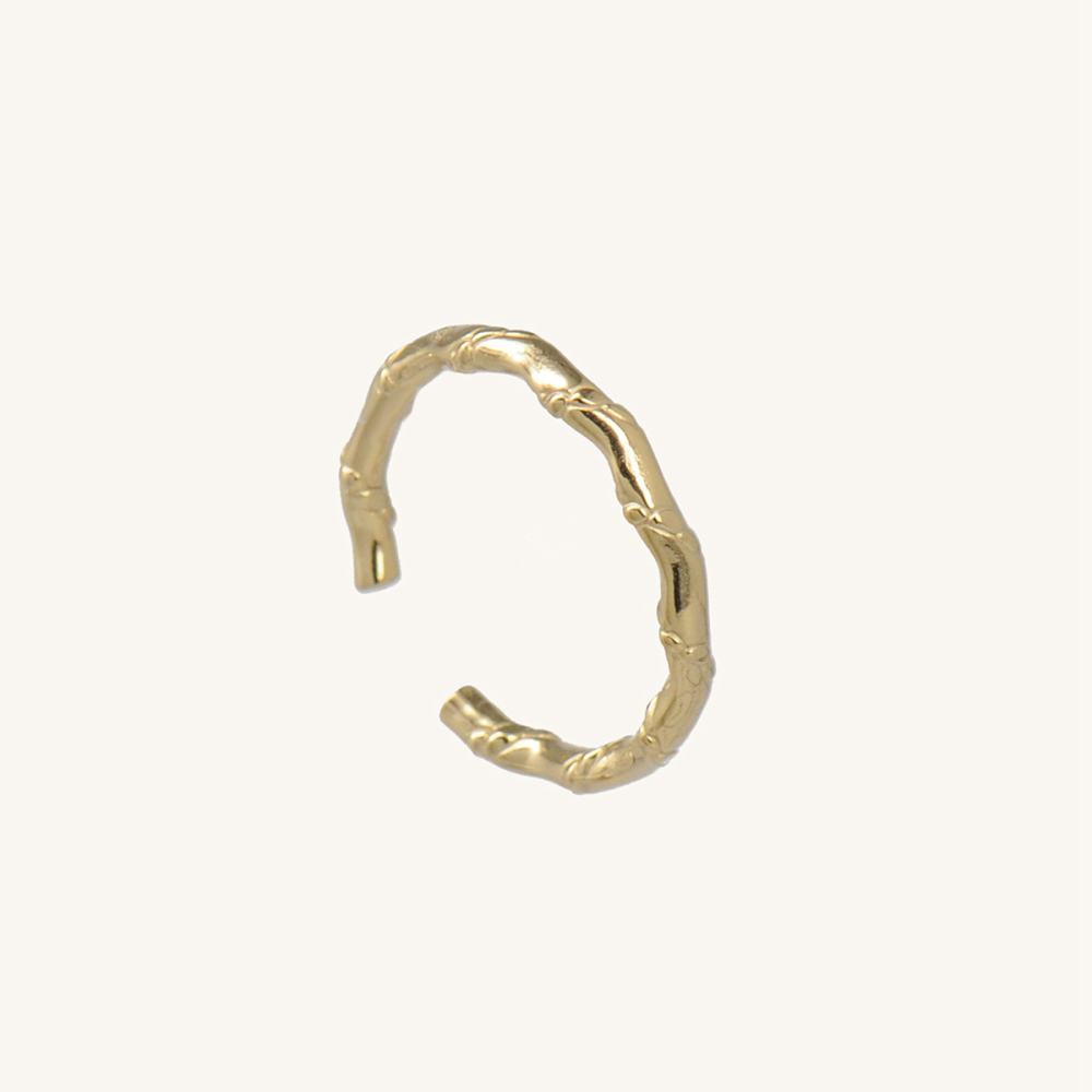 Simple 316L Stainless Steel Gold Plated Open Ring with Bamboo Patterns
