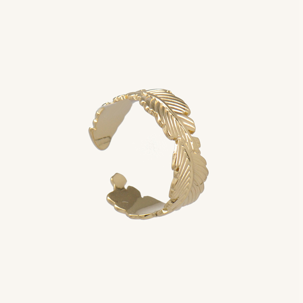Delicate Irregular Leaf Pattern Ring 316L Stainless Steel / Bague en forme de feuille