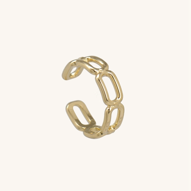 Gold Plated Chain Link Design Opening 316L Stainless Steel Ring