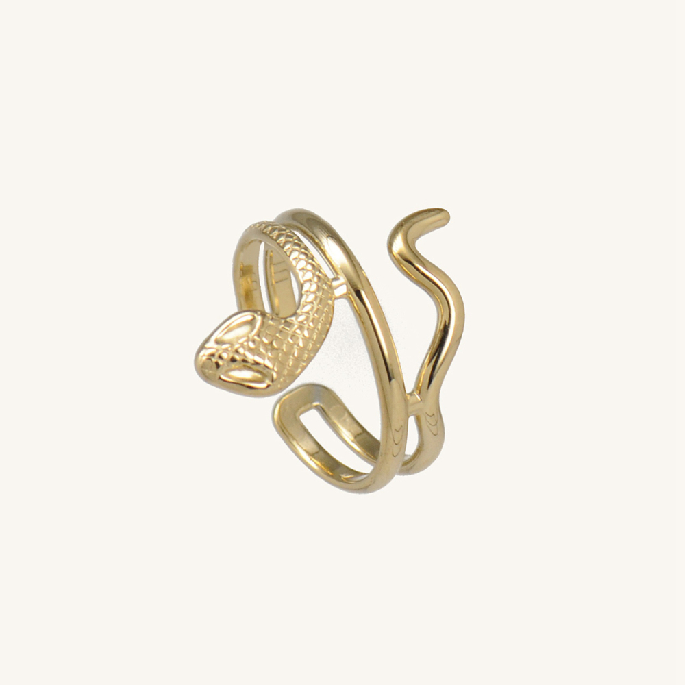 Wild Snake Open Ring 316L Stainless Steel with Gold Plating