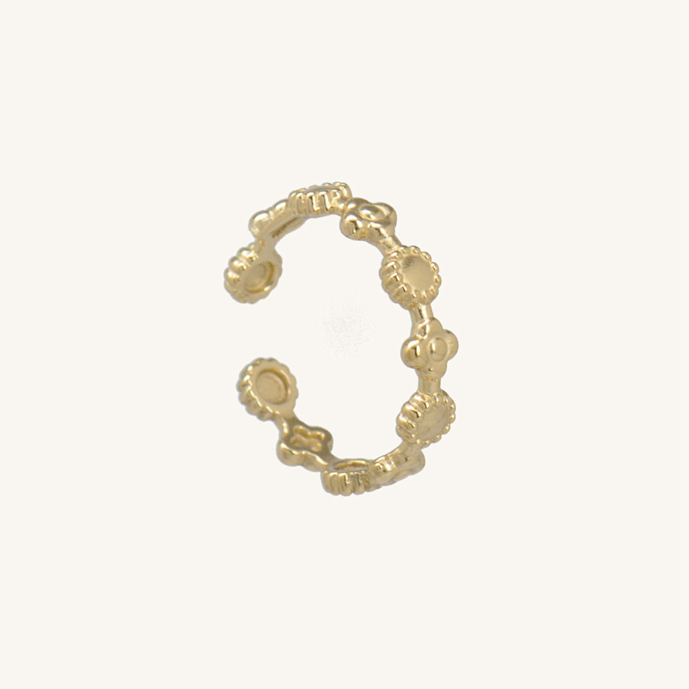 French Stainless Steel Floral Open Ring with PVD Plating