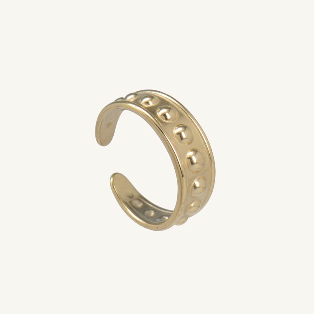 Dot Embellished Open Ring Stainless Steel with PVD Plating