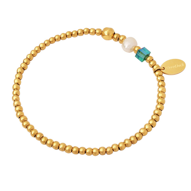 Freshwater Pearl Spliced Steel Bead String Crystal Stainless Steel Bracelet