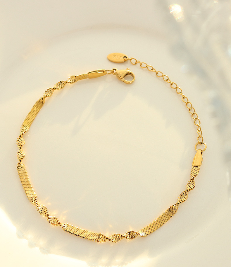 PVD Plating Trend Splicing Herringbone Stainless Steel Bracelet