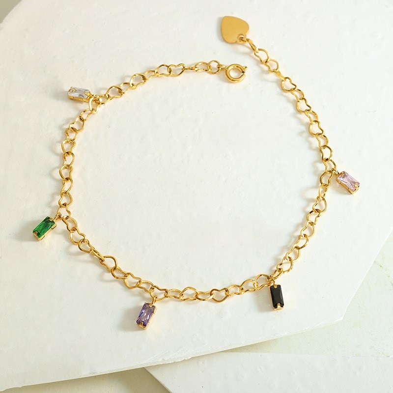 Colorful Zirconia Stylish PVD Coated Stainless Steel Bracelet / Bracelet de zircons colorés