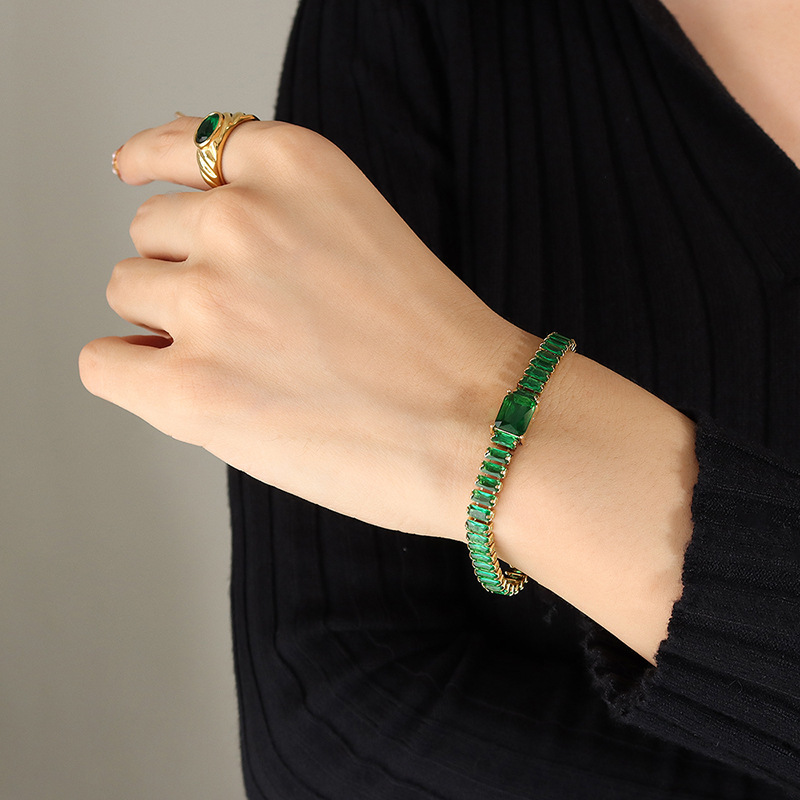 Hypoallergenic 18K Stainless Steel Gold Plated Bracelet with Zirconium Multicolor / Bracelet en zircon