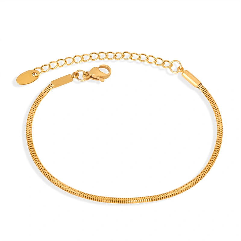 Minimalist 316L Stainless Steel Gold-Plated Vegan Loop Snake Chain Bracelet