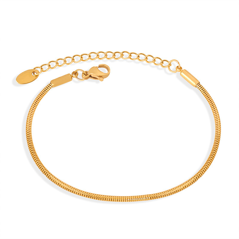Minimalist 316L Stainless Steel Gold-Plated Vegan Loop Snake Chain Bracelet