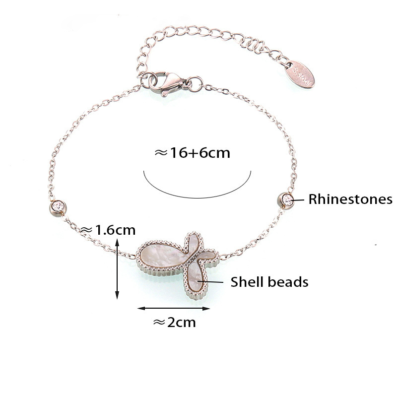Gentle and Cute Butterfly Charm Bracelet 316 Stainless Steel PVD Plating (Color in gold or silver）
