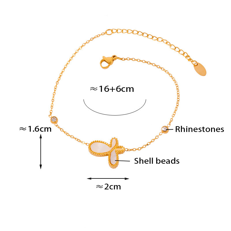 Gentle and Cute Butterfly Charm Bracelet 316 Stainless Steel PVD Plating (Color in gold or silver）