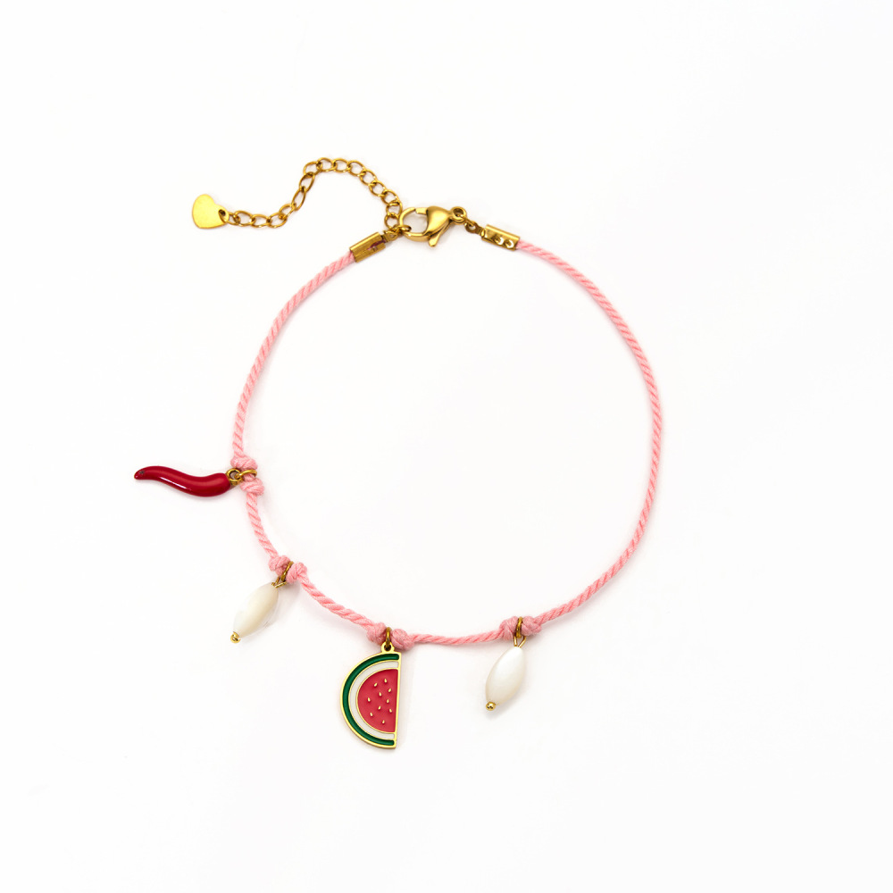 Beaded Bracelet With Blue Ocean Vision And Golden Sun And Palm Tree