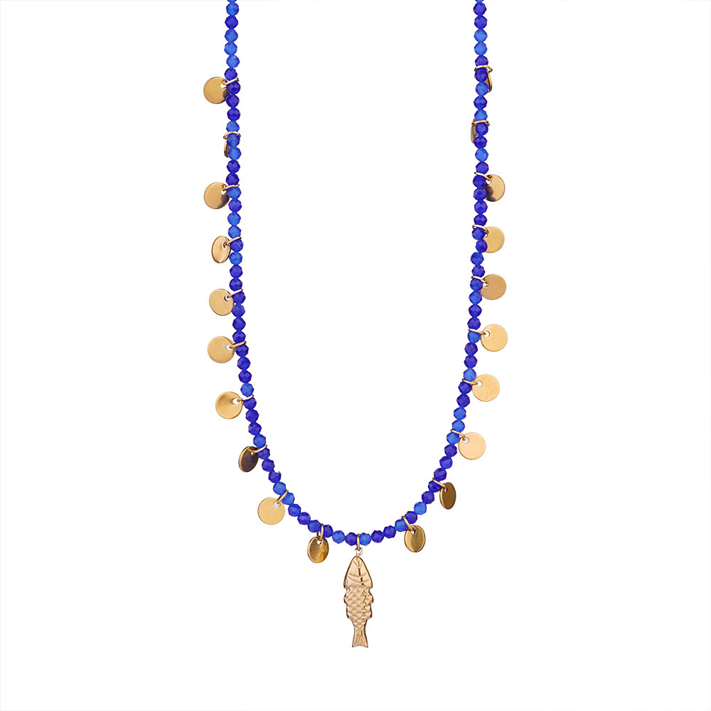 Ethnic wave pendant ruby mixed with seed beads necklace