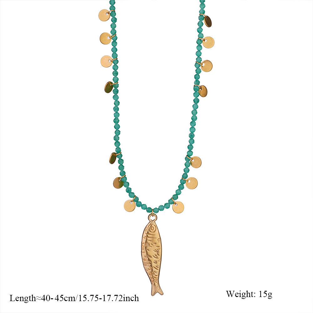 Ethnic wave pendant ruby mixed with seed beads necklace