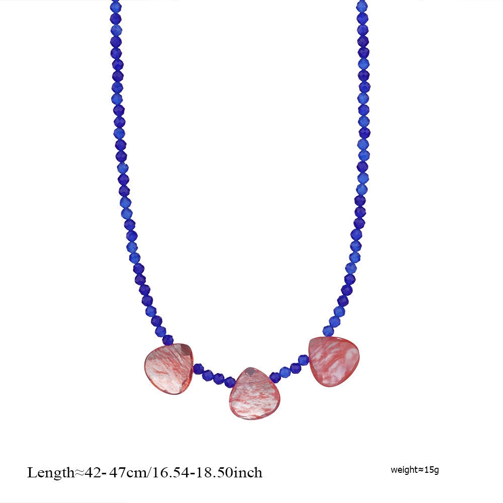 Ethnic wave pendant ruby mixed with seed beads necklace