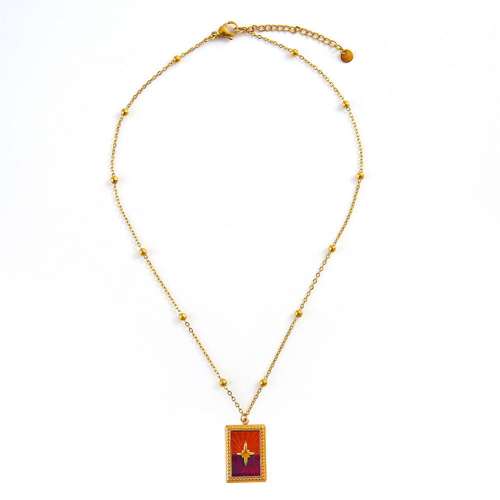 Ethnic wave pendant ruby mixed with seed beads necklace