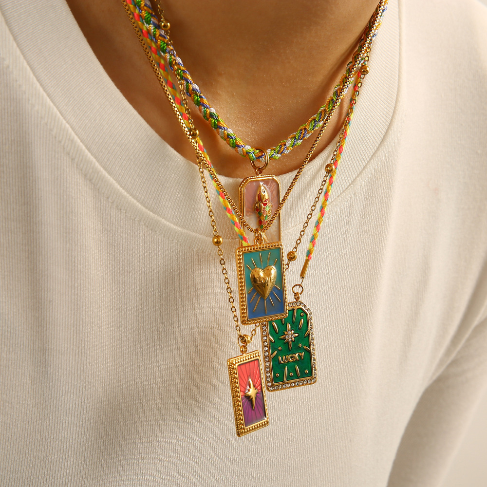 Ethnic wave pendant ruby mixed with seed beads necklace