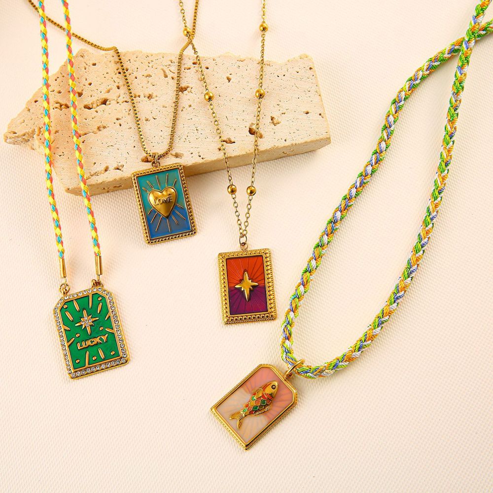 Ethnic wave pendant ruby mixed with seed beads necklace
