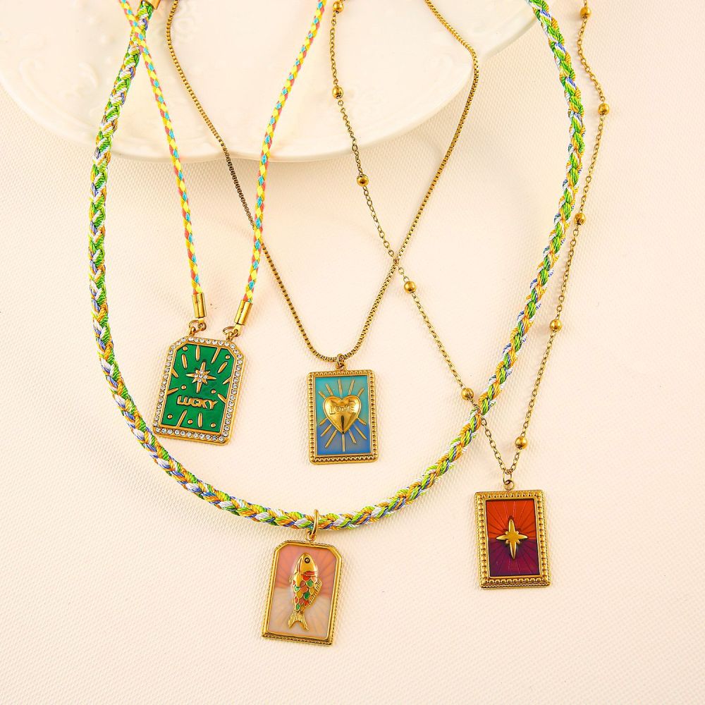 Ethnic wave pendant ruby mixed with seed beads necklace