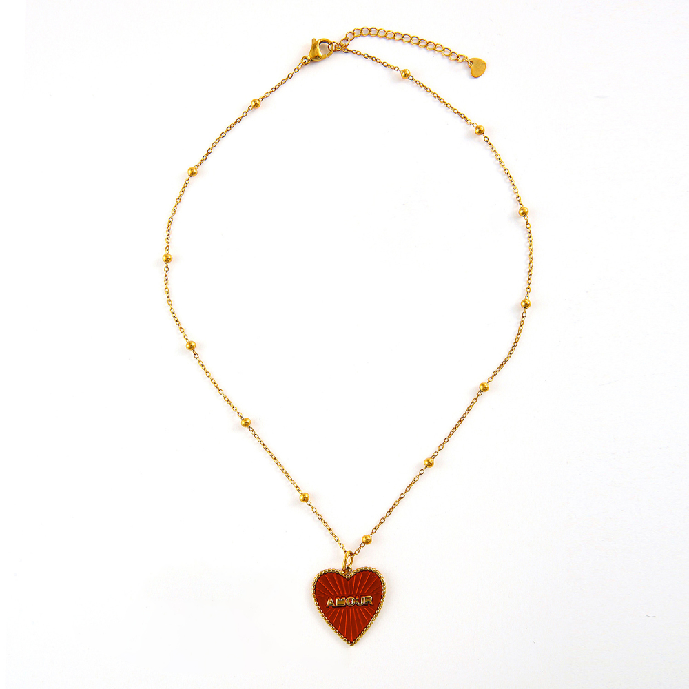 Ethnic wave pendant ruby mixed with seed beads necklace