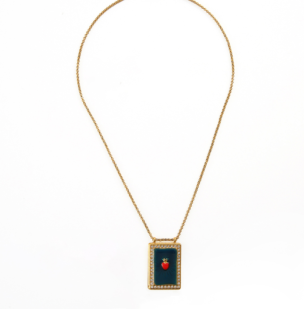 Ethnic wave pendant ruby mixed with seed beads necklace