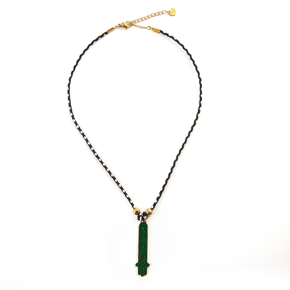Ethnic wave pendant ruby mixed with seed beads necklace