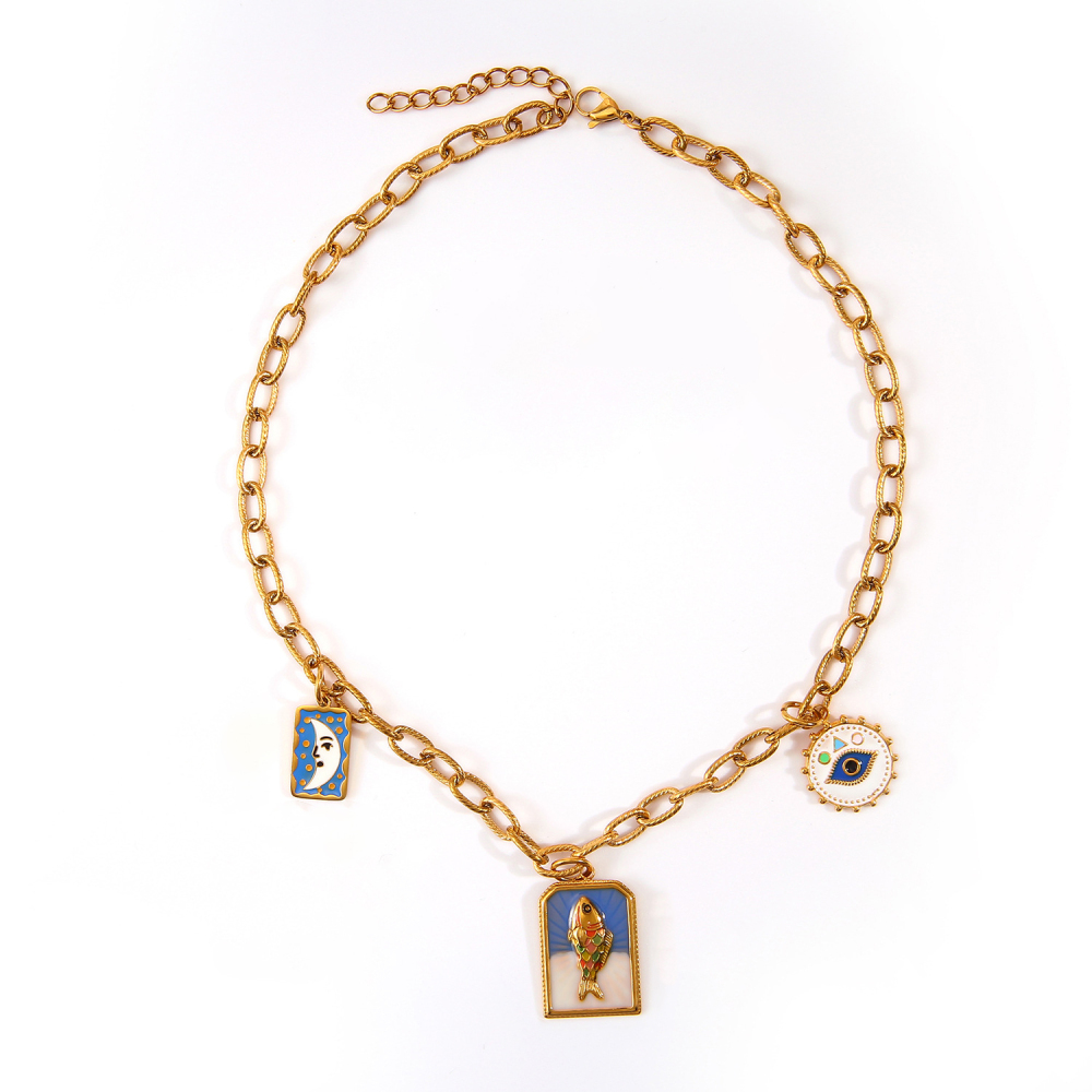 Ethnic wave pendant ruby mixed with seed beads necklace