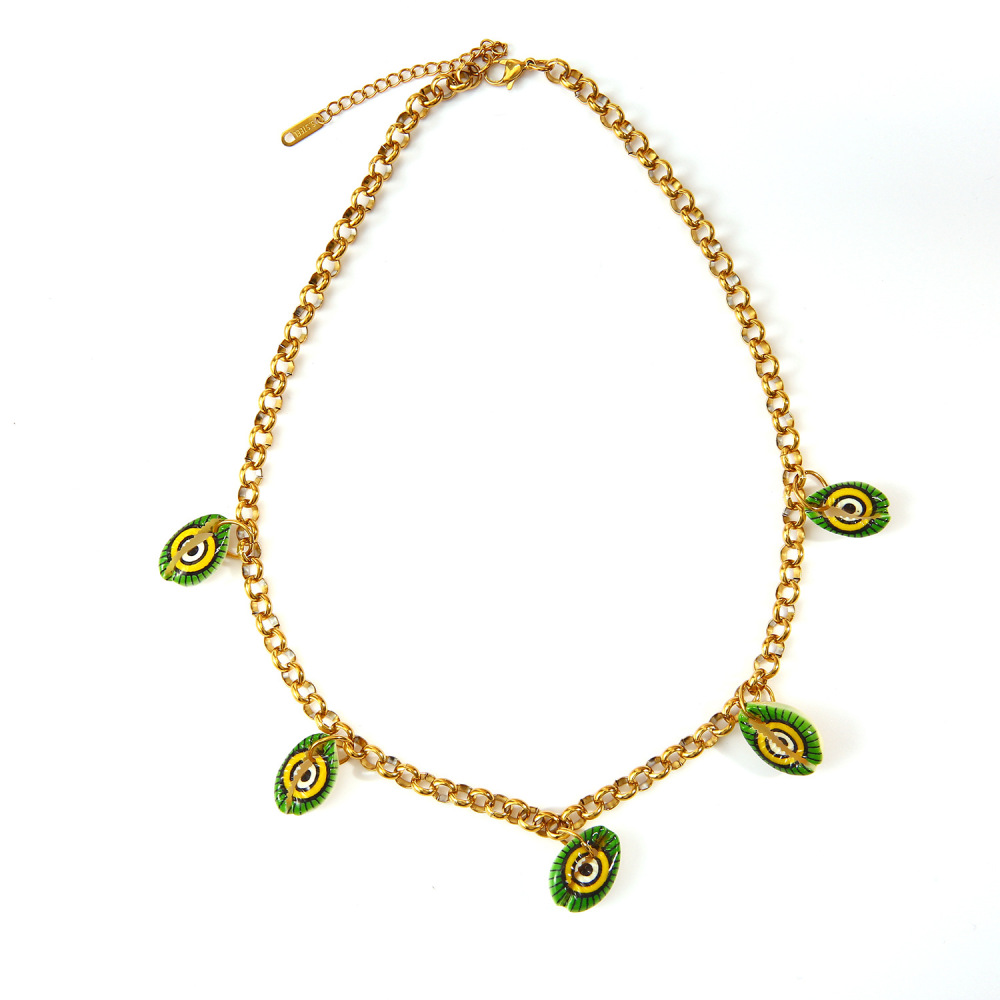 Ethnic wave pendant ruby mixed with seed beads necklace