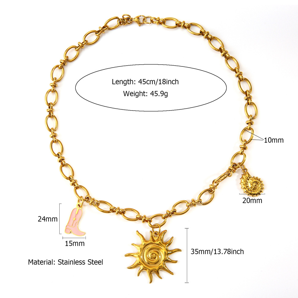 French Heart Pearl Pendant Necklace Stainless Steel in 18K Gold