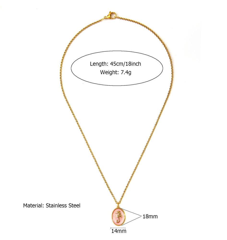 French Heart Pearl Pendant Necklace Stainless Steel in 18K Gold