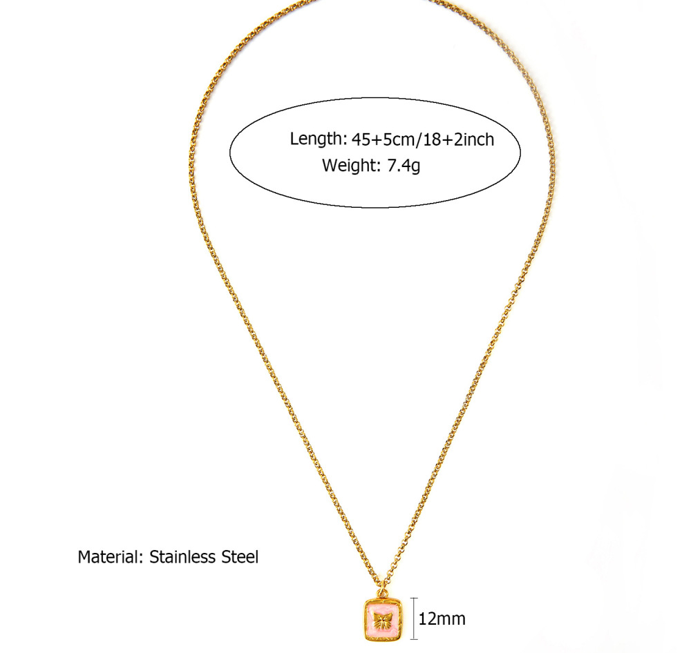 French Heart Pearl Pendant Necklace Stainless Steel in 18K Gold