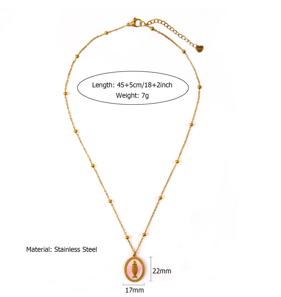 French Heart Pearl Pendant Necklace Stainless Steel in 18K Gold