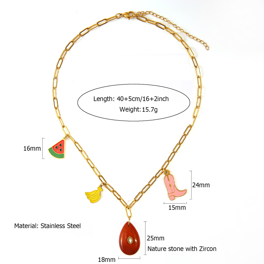 French Heart Pearl Pendant Necklace Stainless Steel in 18K Gold