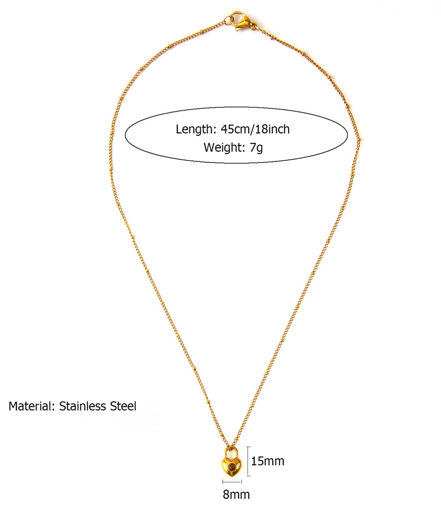 French Heart Pearl Pendant Necklace Stainless Steel in 18K Gold
