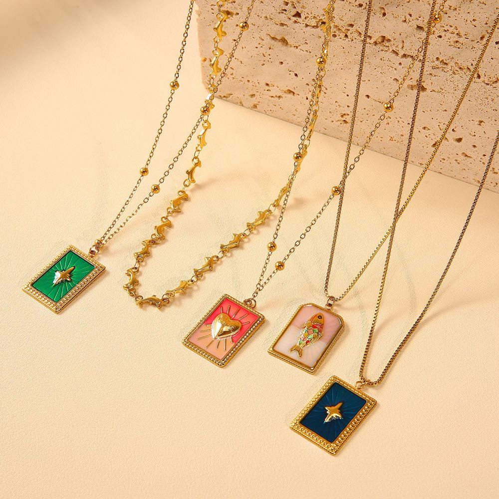 Ethnic wave pendant ruby mixed with seed beads necklace