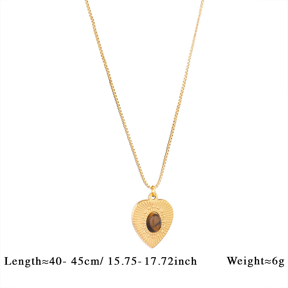 French Heart Pearl Pendant Necklace Stainless Steel in 18K Gold