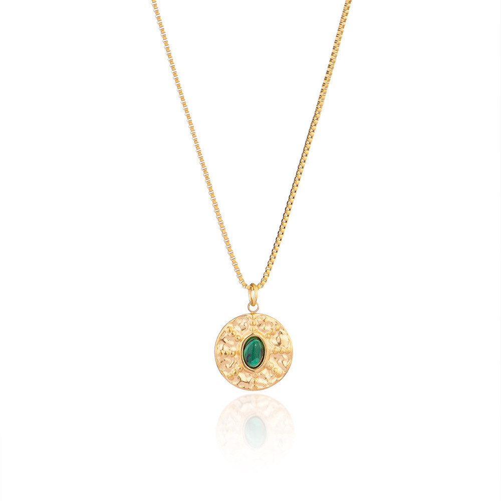 French Heart Pearl Pendant Necklace Stainless Steel in 18K Gold