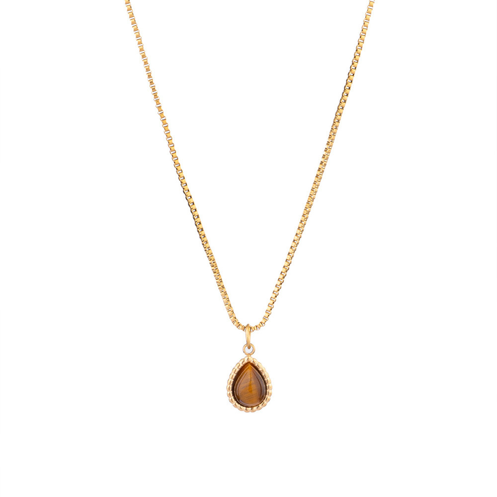 French Heart Pearl Pendant Necklace Stainless Steel in 18K Gold