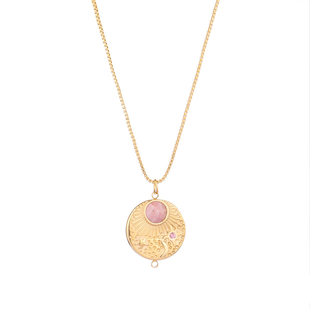 French Heart Pearl Pendant Necklace Stainless Steel in 18K Gold