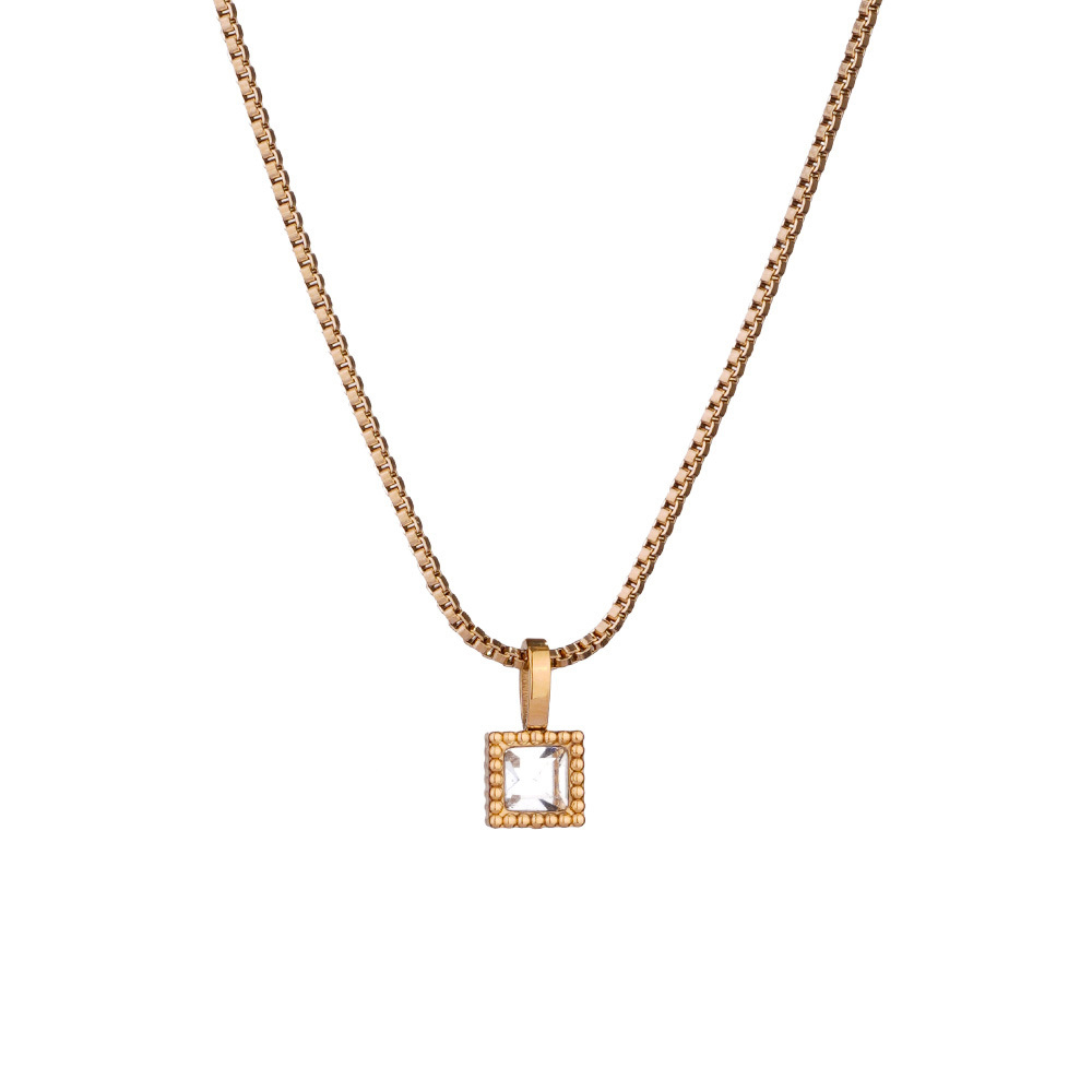 French Heart Pearl Pendant Necklace Stainless Steel in 18K Gold