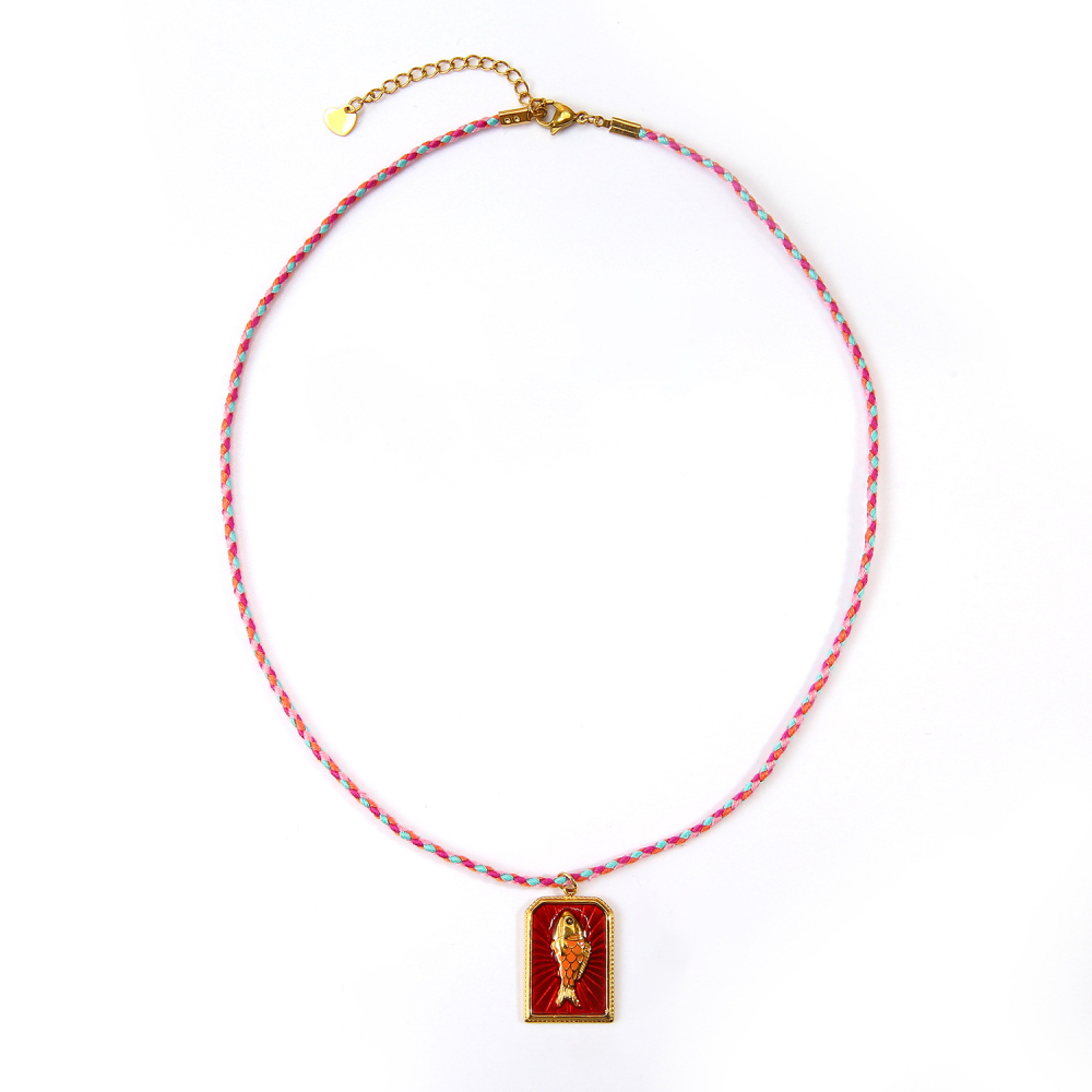 French Heart Pearl Pendant Necklace Stainless Steel in 18K Gold